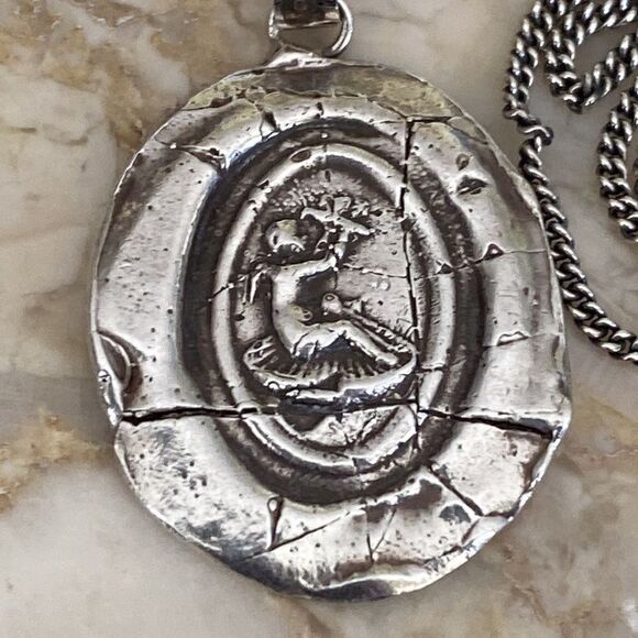 Pyrrha Cherub & Butterfly Rare Archived Talisman Sterling Silver 18” Chain - Picture 2 of 6